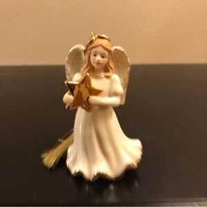 Lenox Angel Ornament with Gold Star.
